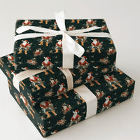 Western Floral Holiday Gift Wrap, Cowboy Santa Christmas Wrapping Paper, Rustic Country Santa Wrapping Paper, Dark Green Xmas Gift Wrap
