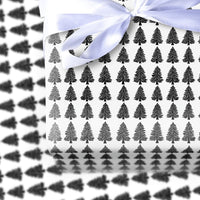 Black and White Christmas Wrapping Paper, Minimalist Pine Tree Wrapping Paper, Modern Tree Gift Wrap, Holiday Present Wrapping Paper