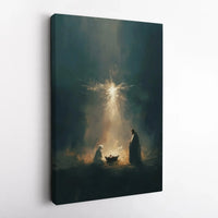 Holy Family Christmas Canvas Wall Art, Nativity Scene Canvas Print, Christian Scripture Canvas Art, Religious Manger Scene Holiday Present