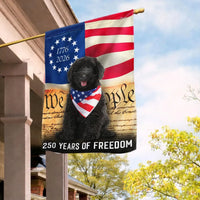 Black Goldendoodle Garden Flag | 250 Years of Freedom Patriotic Design | Double-Sided Weather-Resistant Polyester | Dog Lover Gift