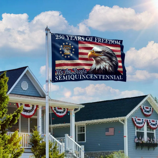 250 Years of Freedom House Flag | Semiquincentennial 2026 Eagle Design | Double-Sided Polyester | Patriotic Home Decor Gift