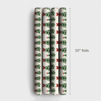 Red Bow Holiday Gift Wrap Roll, Watercolor Christmas Tree Wrapping Paper, Classic Pine Tree Wrapping Paper, Vintage Christmas Gift Wrap