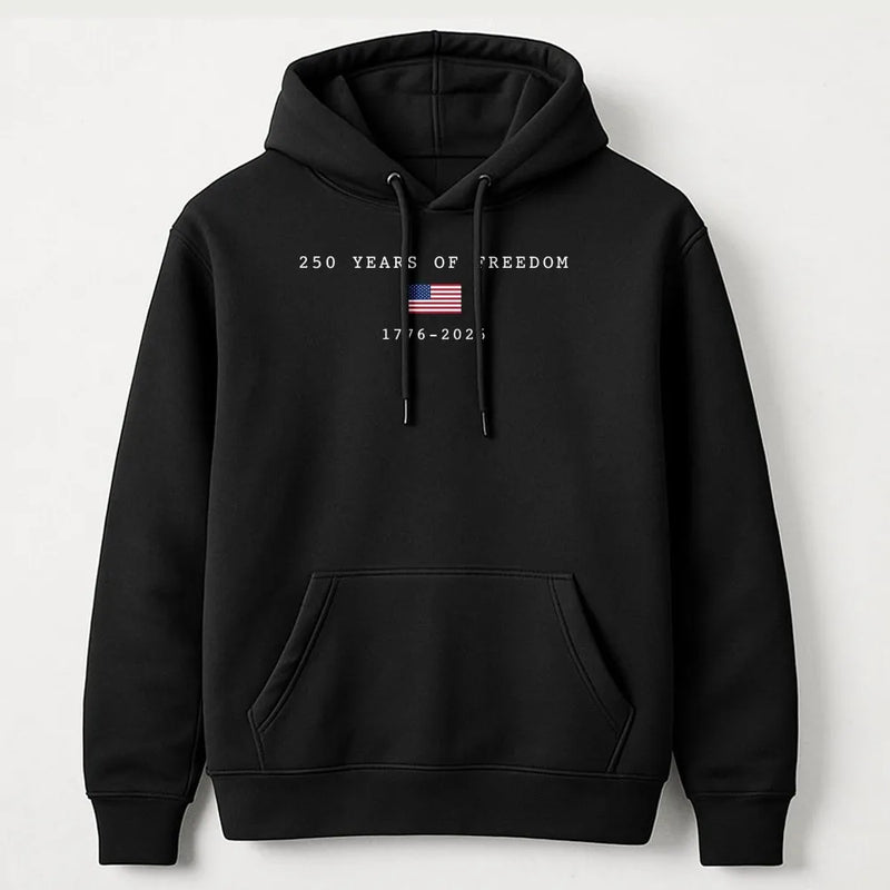 America 250th Birthday Hoodie | 250 Years of Freedom 1776-2026 Design | Premium Cotton-Polyester Blend | Patriotic July 4th Gift