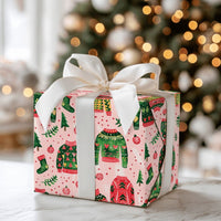 Festive Pattern Holiday Gift Wrap, Ugly Christmas Sweater Wrapping Paper, Retro Xmas Stocking Wrapping Paper, Holiday Decor