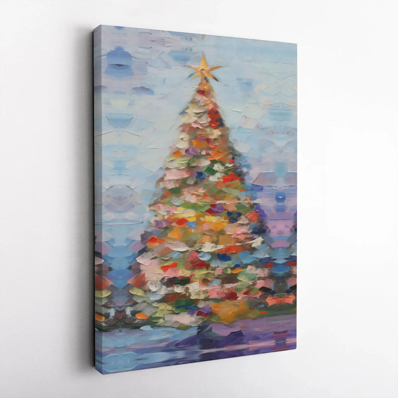 Textured Oil Holiday Poster, Abstract Impasto Christmas Tree Canvas Print, Winter Festive Wall Art, Printable Digital Download