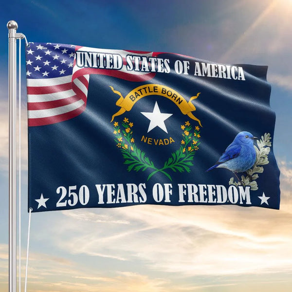 Nevada State Flag 250 Years of Freedom | Battle Born Commemorative Design | UV-Resistant Polyester | Patriotic Home Decor Gift