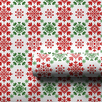 Christmas Gift Wrap, Red and Green Snowflake Wrapping Paper, Festive Winter Present Paper, Holiday Wrapping Paper, Xmas Gift Wrap Roll