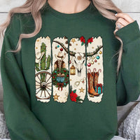 Western Holiday Sweatshirt, Cowgirl Christmas Sweatshirt, Cowboy Boots Xmas Sweatshirt, Festive Country Crewneck, Holiday Present for Her