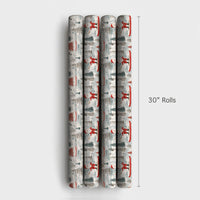 Red Canoe Winter Forest Gift Wrap, Santa in Canoe Wrapping Paper, Outdoor Adventure Christmas Paper, Whimsical Holiday Wrapping Paper Roll