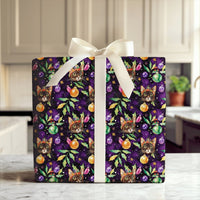 Tortoiseshell Holiday Cat Gift Wrap, Christmas Cat Wrapping Paper, Watercolor Kitty Ornament Present Paper, Cat Lover Festive Gift Wrap