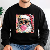 Retro Bubblegum Santa Crewneck, Cool Santa Bubble Gum Sweatshirt, Humorous Santa Christmas Sweater, Vintage Holiday Graphic Sweatshirt Present
