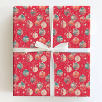 Vintage Ornament Holiday Gift Wrap, Retro Disco Ball Christmas Wrapping Paper, Disco Ball Sparkle Wrapping Paper, Festive Xmas Gift Wrap