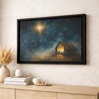 Star of Bethlehem Oil Painting Canvas Wall Art, Nativity Scene Canvas Print, Religious Christmas Canvas Decor, Holy Family Art Print