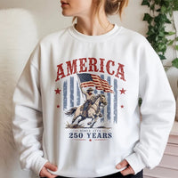 America 250 Years Sweatshirt | Vintage Patriotic Cavalry Flag Design | Soft Cotton Blend Fleece | Gift for History Lovers