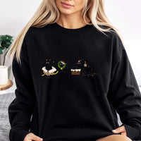 Adorable Festive Kitten Holiday Crewneck, Christmas Black Cat Sweatshirt, Black Cat Christmas Sweater, Comfy Holiday Cat Lover Present Pullover