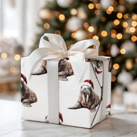 Santa Hat Animal Gift Wrap, Adorable Walrus Christmas Wrapping Paper, Watercolor Walrus Wrapping Paper Roll, Holiday Wrapping Paper