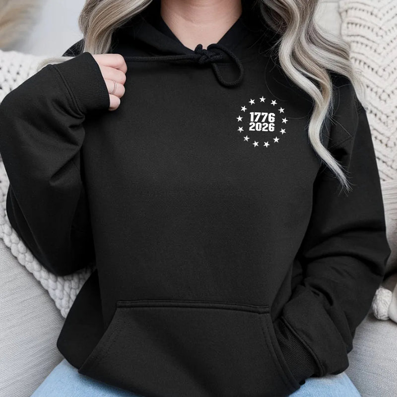 1776-2026 Patriotic Hoodie | American Anniversary 250 Years Star Circle Design | Soft Cotton-Polyester Blend | Gift for History Lovers