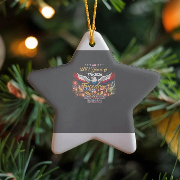 American Eagle 1776-2026 Ornament, Patriotic 250th Anniversary Star Ceramic Ornament, USA Flag Christmas Ornament, Patriotic 