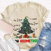 Humorous Geometry Holiday Tree Tee, Oh Geometree Math Teacher Christmas Shirt, Math Lover Xmas T-Shirt, Christmas Educator Shirt
