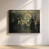 Classic Christmas Painting Canvas Print, Viggo Johansen Silent Night Canvas Wall Art, Holiday Living Room Canvas Art, Vintage Xmas Decor