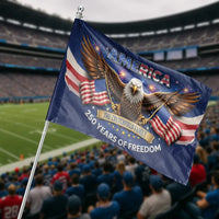 Personalized Family Name House Flag | Patriotic American Eagle 250 Years Of Freedom | Durable Weather-Resistant Polyester | Custom Outdoor Yard Gift
