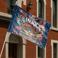 America 250 Years House Flag | Patriotic Eagle and Statue of Liberty Design | Premium Weather-Resistant Polyester | Gift for Americana Collectors