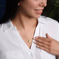 Christmas Present for Mom from Daughter, Love Knot Necklace for Mom, 18k Yellow Gold Finish Necklace, Cubic Zirconia Crystal Pendant Necklace