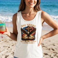 Faith and Freedom 250 Years Tank Top | Patriotic Christian Cross Eagle USA 1776-2026 Graphic | Premium Lightweight Breathable Fabric | America 250th Anniversary Gift for Men Women