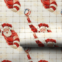 Sports Santa Net Gift Wrap, Spiking Santa Volleyball Wrapping Paper, Humorous Volleyball Player Christmas Present Wrap, Holiday Athlete Paper