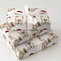 Santa Hat Mountain Lion Gift Wrap, Cougar Christmas Wrapping Paper, Holiday Wildlife Present Paper, Winter Big Cat Christmas Gift Wrap Roll