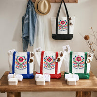 Maestra Bilingüe Graphics Flowers Color-blocked Canvas Bag