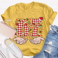 Candy Cane Snowflakes Christmas T-Shirt, Six to Seven Santa Hat Shirt, Festive Holiday Graphic Tee, Winter Xmas Shirt, Christmas Family Present