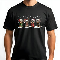 Santa Hat Wiener Dog Tee, Christmas Dachshund Shirt, Reindeer Antler Dachshund Graphic Tee, Holiday Dog Lover T-Shirt, Xmas Present