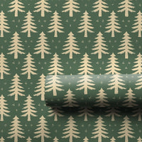 Minimalist Forest Green Holiday Gift Wrap, Rustic Pine Tree Wrapping Paper, Cream Snowflake Christmas Wrapping Paper, Winter Gift Wrap