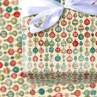 Retro Bauble Holiday Gift Wrap, Vintage Ornament Christmas Wrapping Paper, Antique Festive Print Gift Wrapping Paper, Winter Roll Gift Wrap