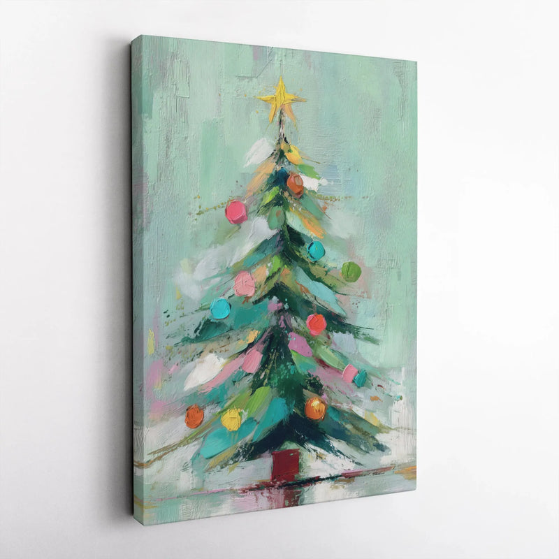 Impressionist Christmas Tree Canvas Print, Abstract Christmas Tree Canvas Art, Modern Holiday Tree Wall Art, Festive Christmas Wall Decor