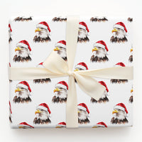 Santa Hat Eagle Gift Wrap Roll, Patriotic Bald Eagle Christmas Wrapping Paper, Holiday Bird Wrapping Paper, American Patriotic Gift Wrap