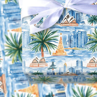 Sydney Opera House Gift Wrap, Australian Christmas Wrapping Paper, Tropical Palm Tree Holiday Wrapping Paper, Aussie Summer Gift Wrap Roll