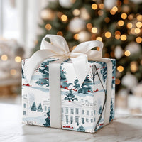 Patriotic Winter Gift Wrap, White House Christmas Wrapping Paper, Scenic Landmark Wrapping Paper, Elegant Holiday Present Paper