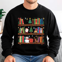 Festive Holiday Library Bookish Sweater, Christmas Bookshelf Sweatshirt, Comfy Winter Book Lover Crewneck, Reading Teacher Xmas Pullover