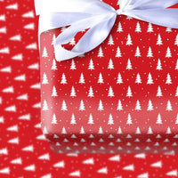Red Snowflake Holiday Gift Wrap, Christmas Tree Wrapping Paper, Festive Red and White Wrapping Paper, Adorable Xmas Gift Wrap, Winter Gift Wrap
