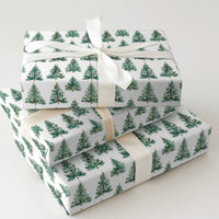 Festive Pine Tree Gift Wrap, Watercolor Christmas Tree Wrapping Paper, Colorful Ornament Christmas Wrapping Paper, Holiday Gift Wrap Roll