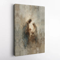 Abstract Holy Family Canvas Print, Nativity Scene Canvas Art, Religious Christmas Wall Art, Christian Faith Canvas, Sacred Home Decor Present