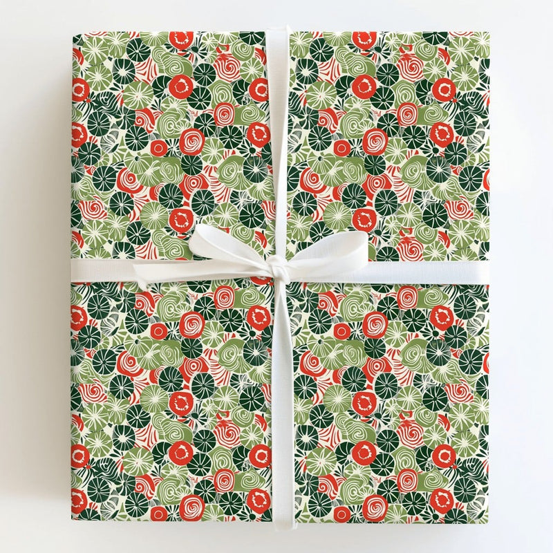 Christmas Pinwheel Gift Wrap, Peppermint Candy Wrapping Paper, Abstract Holiday Wrapping Paper, Festive Candy Cane Present Wrap Roll
