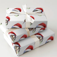 Watercolor Santa Hat Snake Gift Wrap, Christmas Snake Wrapping Paper, Humorous Reptile Holiday Paper, Adorable Animal Lover Xmas Gift Wrap Roll