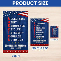 250 Years of Freedom Garden Flag | AMERICA Acrostic Patriotic Design | Double-Sided Polyester | 1776-2026 Commemorative Gift