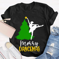 Festive Ballet Dancer Christmas T-Shirt, Merry Dancemas Ballerina Shirt, Adorable Holiday Dance Studio Tee, Xmas Nutcracker Dancer Present