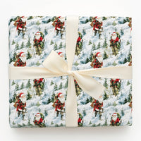 Snowy Forest Father Christmas Gift Wrap, Vintage Santa Wrapping Paper, Rustic Winter Holiday Wrapping Paper, Traditional Christmas Gift Wrap