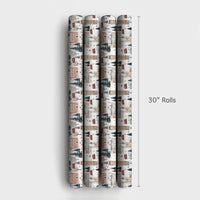 Big Ben Double-Decker Bus Gift Wrap, London Christmas Wrapping Paper, British Cityscape Present Paper, London Holiday Wrapping Paper