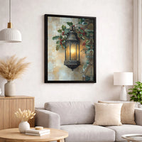 Glowing Holly Berries Canvas, Christmas Lantern Canvas Wall Art, Winter Holiday Art Canvas Print, Xmas Wall Decor, Festive Home Present